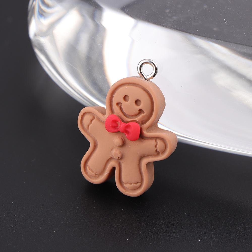 5pcs Christmas Gingerbread Man Biscuits Charms Resin Cookie Xmas Pendant Earrings Bracelet Diy Jewelry Making Supplies Material