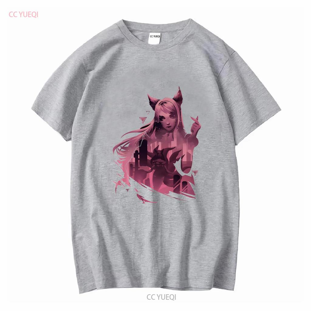 League of Legend Ahri T Shirt Long or Short Sleeves Vintage Washed Streetwear Stylish Top For Everyday Wear Homme Soft Fashion