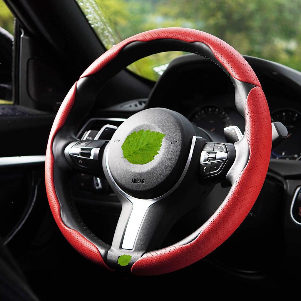 "Ultra-Thin Nappa Perforated Clip-On Steering Wheel Cover: Warm in Winter, Cool in Summer, Non-Slip Design"