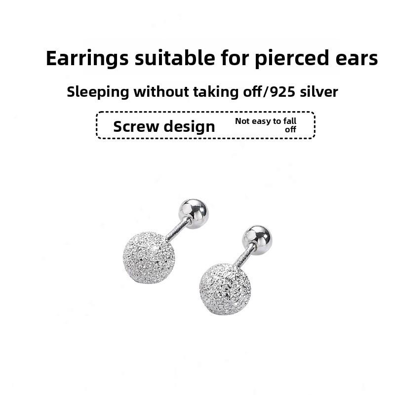 Earlobe Stud Earrings with Silver Pins, Mini Ear Bone Studs, Sleep-friendly, No Need To Remove, Double-headed Threaded Earrings