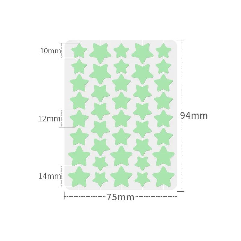 

40 шт. звездообразный пластырь от прыщей и прыщей, невидимый консилер, водостойкий, лечение прыщей, красота, уход за кожей лица зелёный