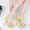 G4 Candy Colors Brautschuhe Damen Plateau-Sandalen Sommer PVC-Schlappen Wasserdicht 13cm Nachtclub Sexy High-Heel Hausschuhe Damen