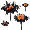 1pcs Faux Maple Leaves Bouquet with Black Accents Halloween Fall Table Decor Polyester Plastic Pumpkin Centerpiece