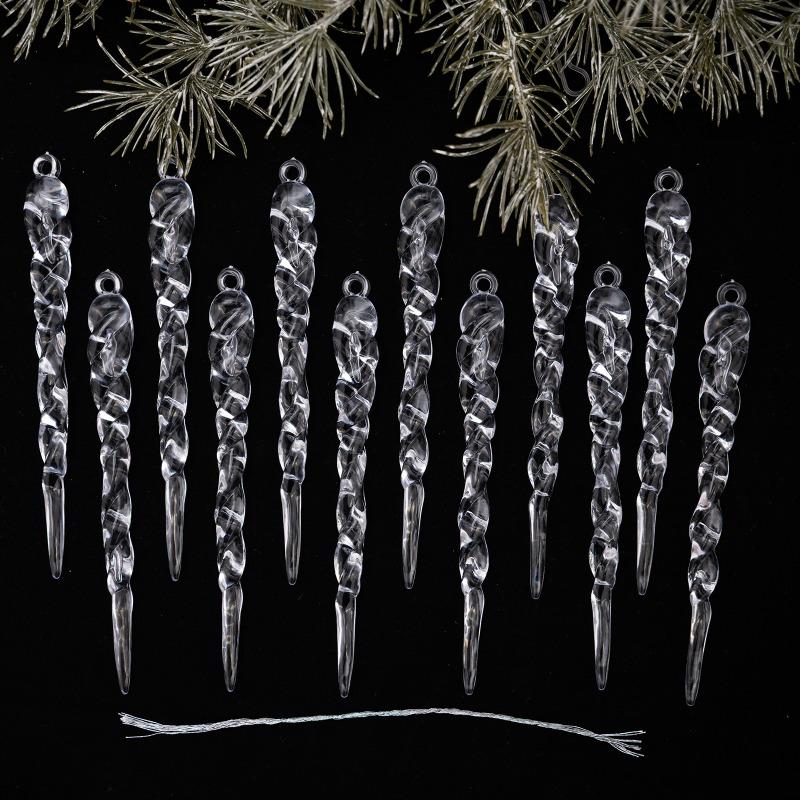 Christmas creative decorations colorful transparent ice bars hanging threaded ice cream pendant ice column dress up