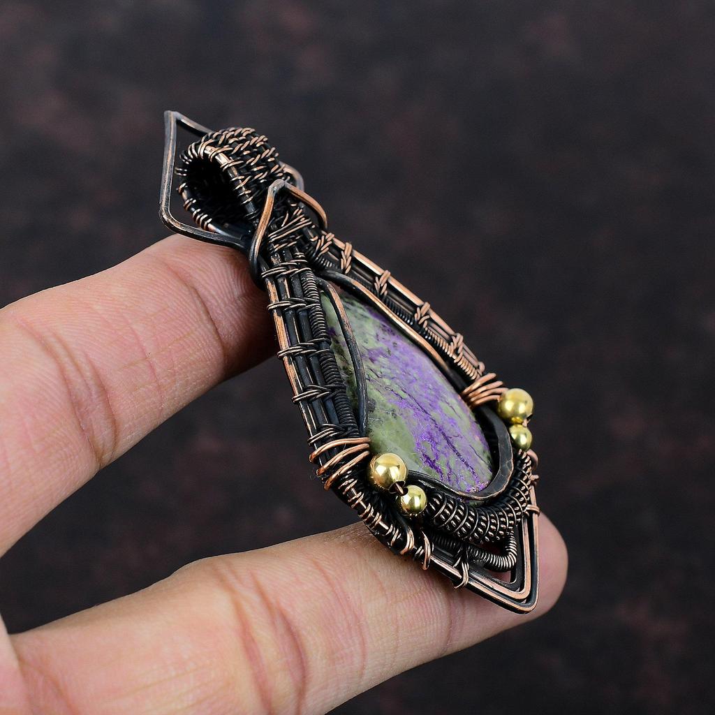 Purpurite Copper Pendant Copper Wire Wrapped Jewelry Handmade Pendant Wire Wrapped Pendant Real Gemstone Jewelry Gift For Mom Unique Pendant