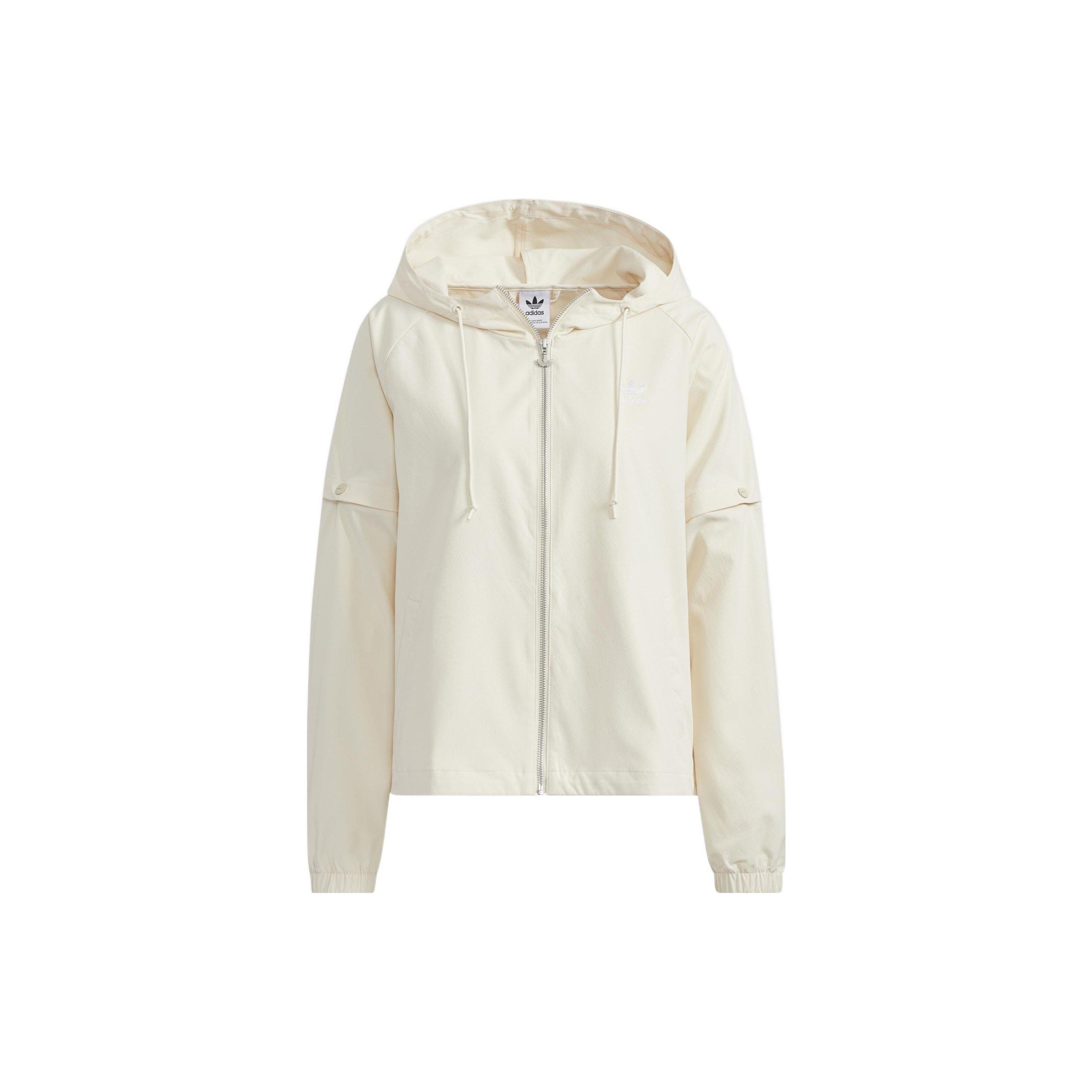 

Adidas Originals Solid Color Detachable Hooded Windbreaker Women outerwear White HH9452 30