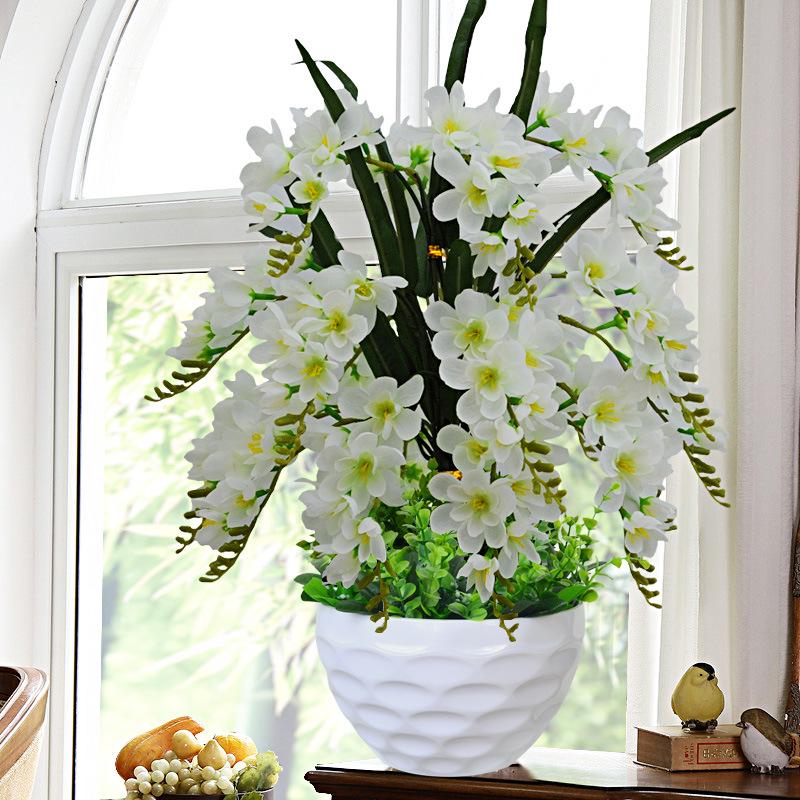 Artificial Phalaenopsis Flower Set: Indoor TV Cabinet Decor