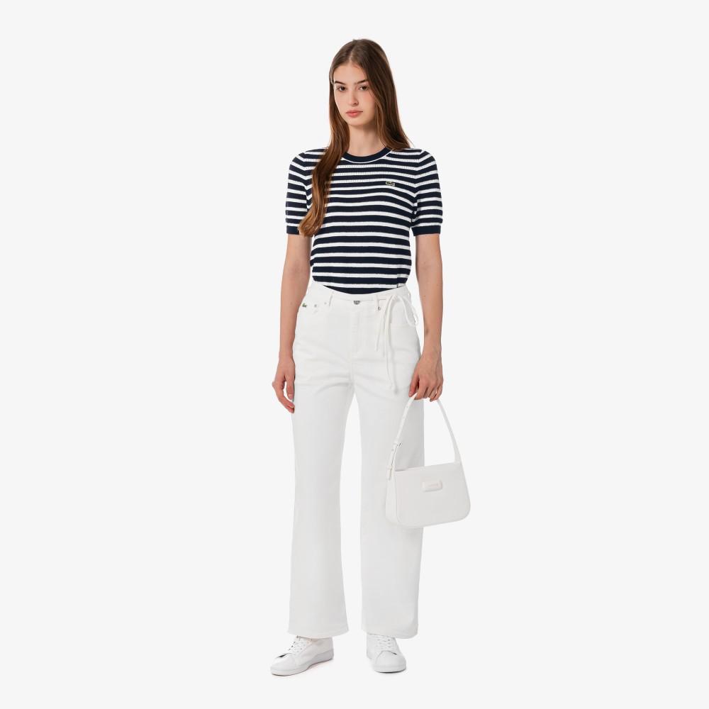 Lacoste Women's Bouclé Stripe Short-Sleeve Sweater AF251E-56G166