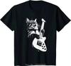 Rock Cat Playing Guitar Guitar Cat Mens Clothing Oversized T Shirt Casual Daily Fitness T Shirt Four Seasons Cotton Tshirt