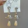 **Empress Dowager Saturn Pearl Earrings - Luxury Fashion Statement**