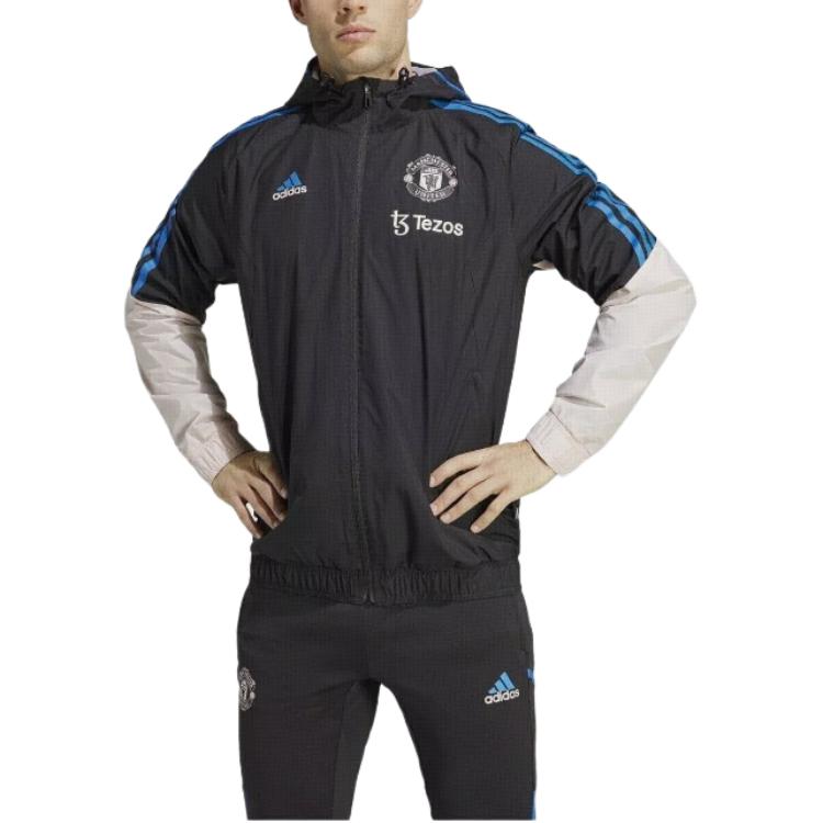 adidas Felpa Casual con Cappuccio a Manica Lunga Serie Calcio Manchester United Condivo 22 Uomo Felpa Nera HT4288