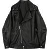 Women's Black Leather Jacket - 2024 Spring/Autumn Motorcycle Style, Petite & Plus Sizes, Korean Casual Fit