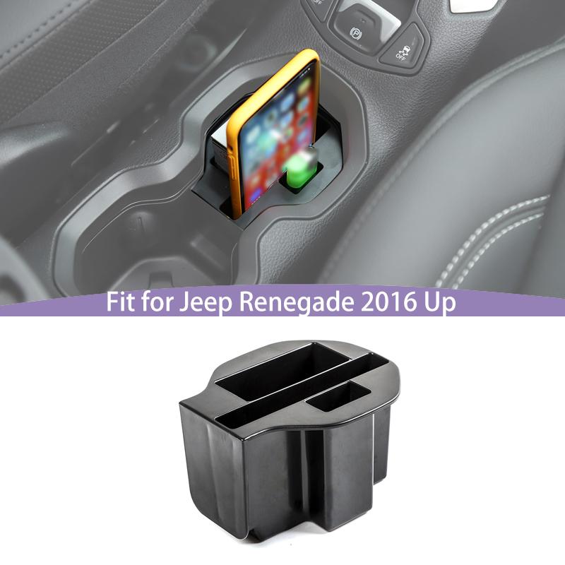 Cup Holder Storage Box Organiser Container For Jeep Renegade 2016 Up Car Interior Acessories