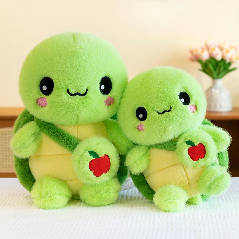 Adorable Green Apple Turtle Plush Backpack & Figurine