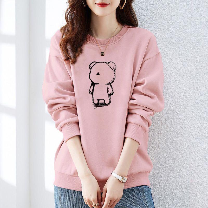 Brand Counter Women's 100% Cotton Fleece-Lined Sweatshirt - New Autumn/Winter Loose, Thickened Jacket, Trendy Minimalist Style.
