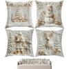 Christmas Themed Cushion Covers 18x18 Inch 4 Pieces Santa Claus Snowman Tree Reindeer Pattern Sofa Cushion Cover For Bedroom