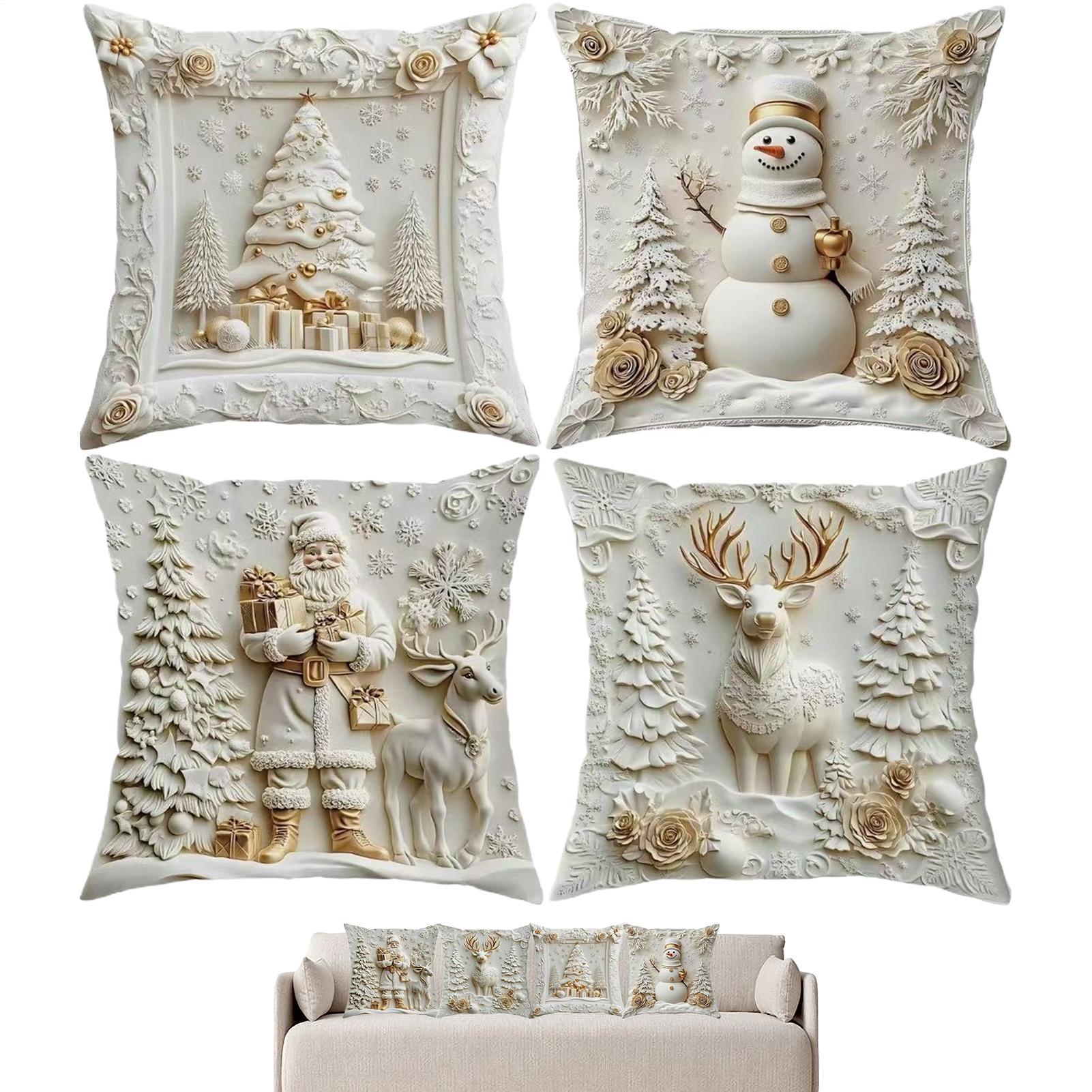 

Christmas Themed Cushion Covers 18x18 Inch 4 Pieces Santa Claus Snowman Tree Reindeer Pattern Sofa Cushion Cover For Bedroom China Mainland