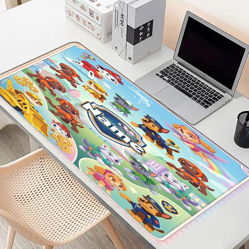 Personlig musemåtte med PAW Patrol-mønster og tilpasset navn, Laptop PC Skrivebordsmåtte, Dekorativ Skrivebordsmåtte til Hjemmet Tastaturunderlag Gave