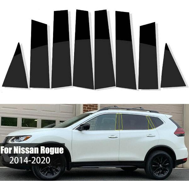 8 Stück Säulenverkleidungen Türfensterverkleidungen für Nissan Rogue 2014 2015 2016 2017 2018 2019 2020 Klavierlack Schwarz