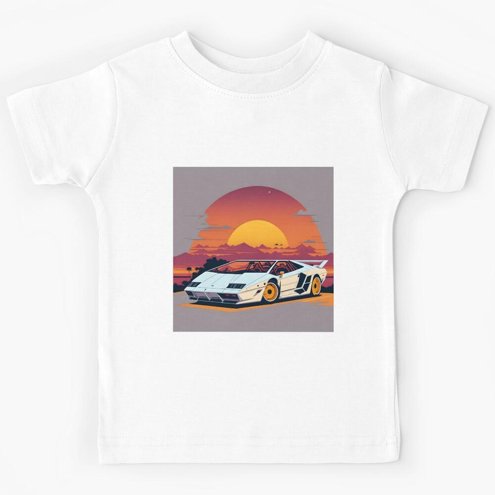 Sunset Journey: Retro Vintage Car in Nostalgic Splendor Kids T-Shirt 150