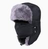 Unisex Warm Russian Troop Style Winter Aviator Bomber Hats with Fur Windproof Mask 100% Polyester Plush for Hunting Trapper