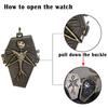 JEWELRYWE Skull Skull Pocket Watch Antique Lock Pocket Watch Pendant Necklace Clock Birthday Anniversary Christmas Present Bronze Cosplay Halloween