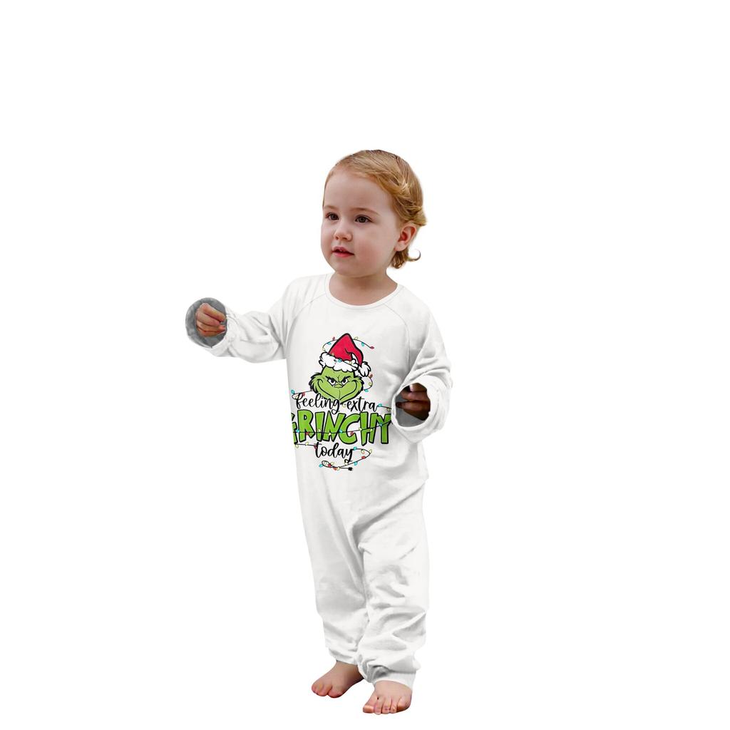 Zestaw rodzinny z długimi rękawami i spodniami w nadruki świąteczne Zestawy rodzinne