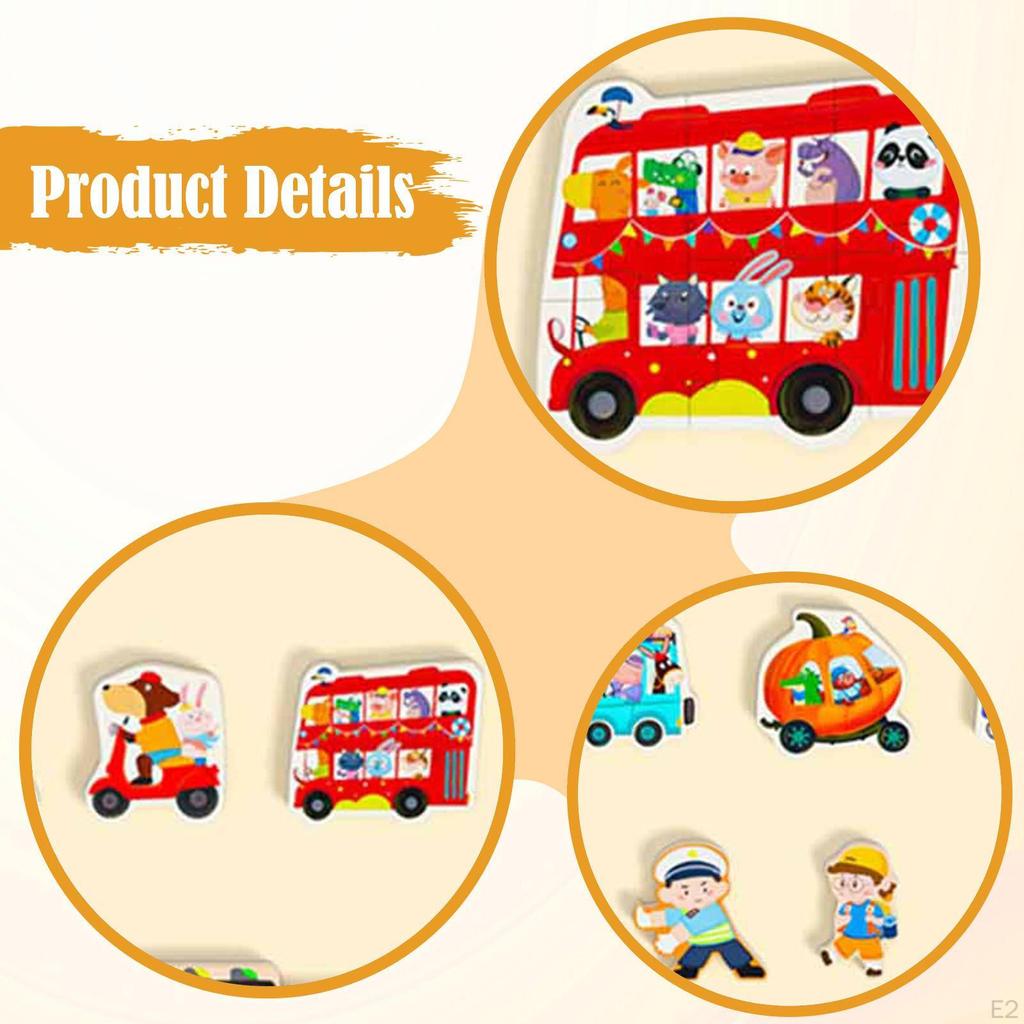 2 in 1 Wooden Toddler Puzzle Drawing Board Children for 46 Years Boys Girls Style A