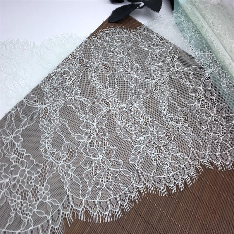 3m x 24cm Chantilly Lace, Non-stretch French Eyelash Lace Trim for Sewing, Bra, Underwear, Lingerie, Dress, Garment, Crafting