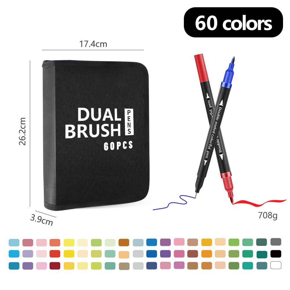 120-Color Double-Ended Watercolor Marker Pen Set for Painting, Doodling, and Outlining with Children's Paint Brushes