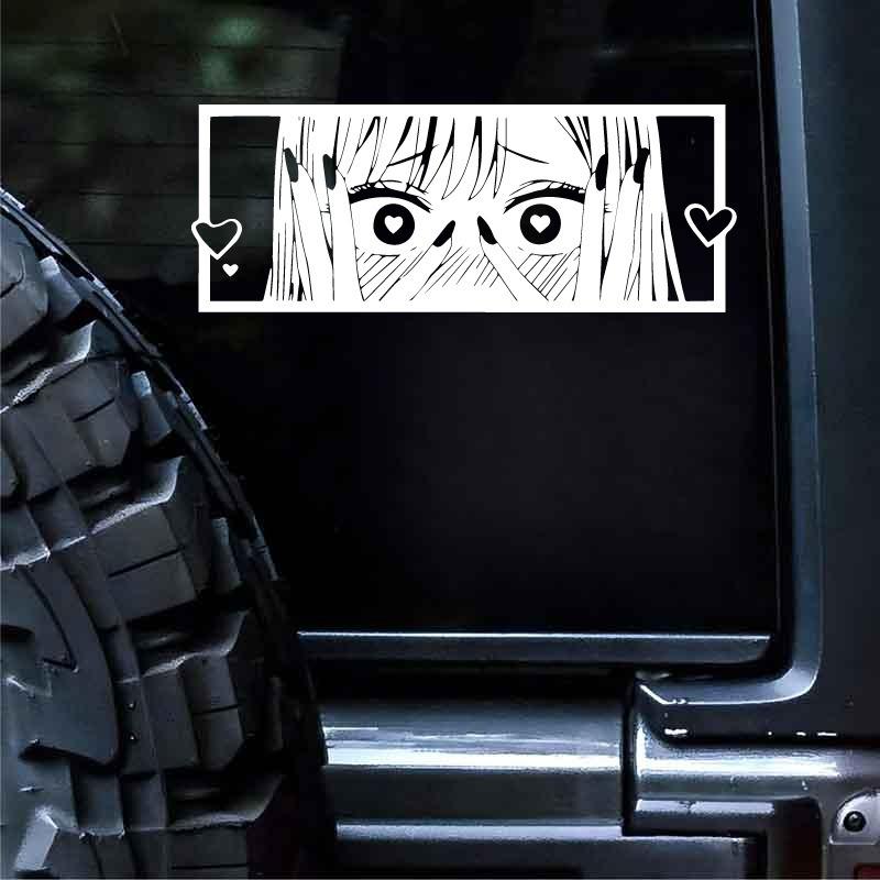 Shy anime girl with love eyes decal,jdm style japanese anime style high quality for windows,For a Unique look!