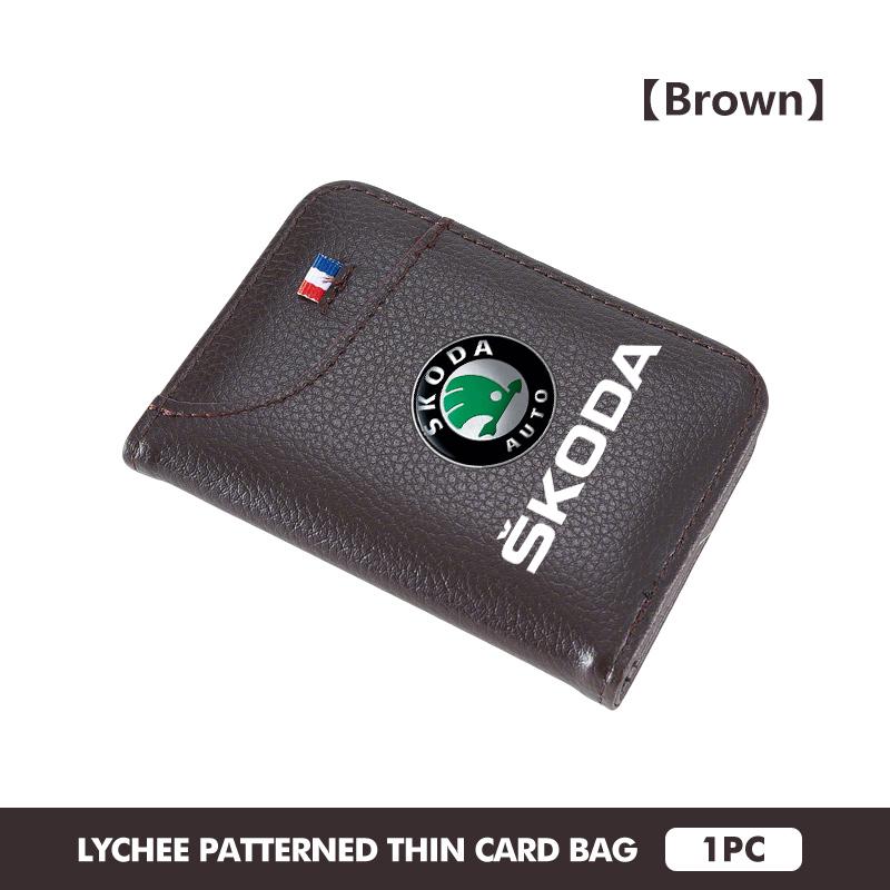 HAZJ3 Car Wallet Driver's Licence Insurance Card Holder Multi Pocket Wallet For Skoda S Kodiaq Octavia 2 3 Yeti Karoq Rapid Fabia VII