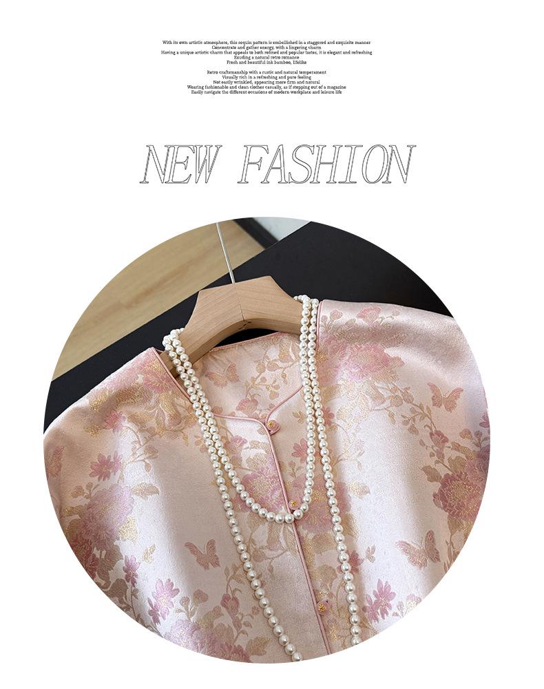 Age-Defying Slimming Jacquard Embroidery Jacket for Middle-Aged Women - Spring/Autumn Chinese Style