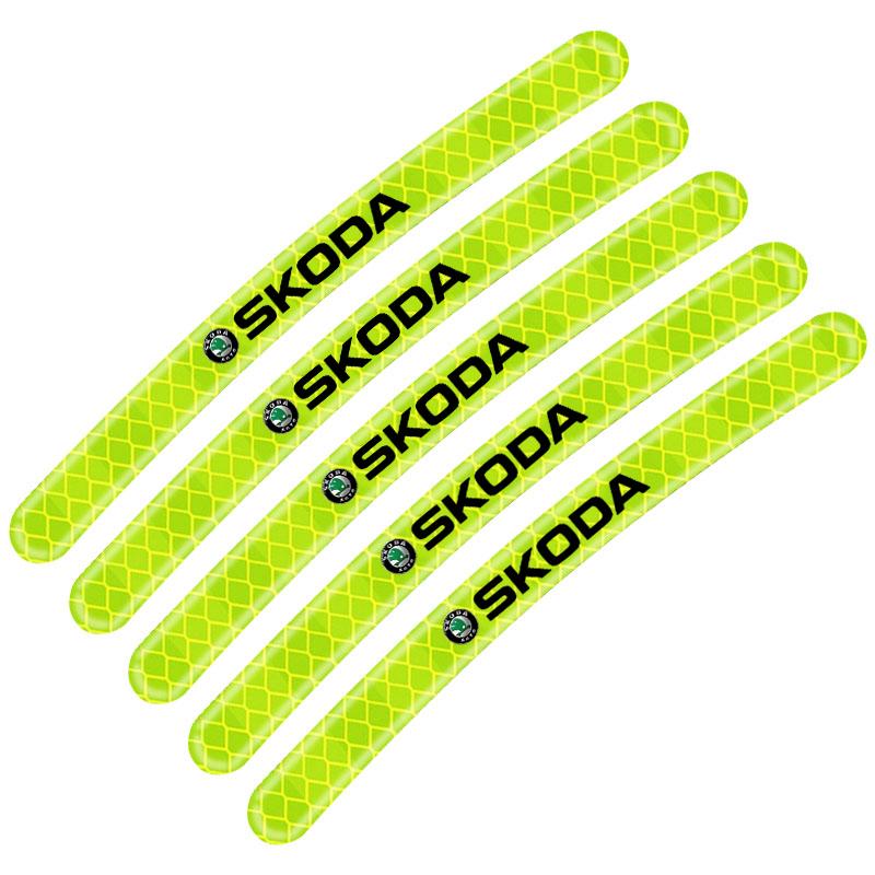 

Светоотражающие наклейки на ступицу колеса автомобиля, светящиеся аксессуары для обода шины для Skoda Octavia Superb Rapid Kodiaq Karoq Fabia Kamiq Roomster Citigo