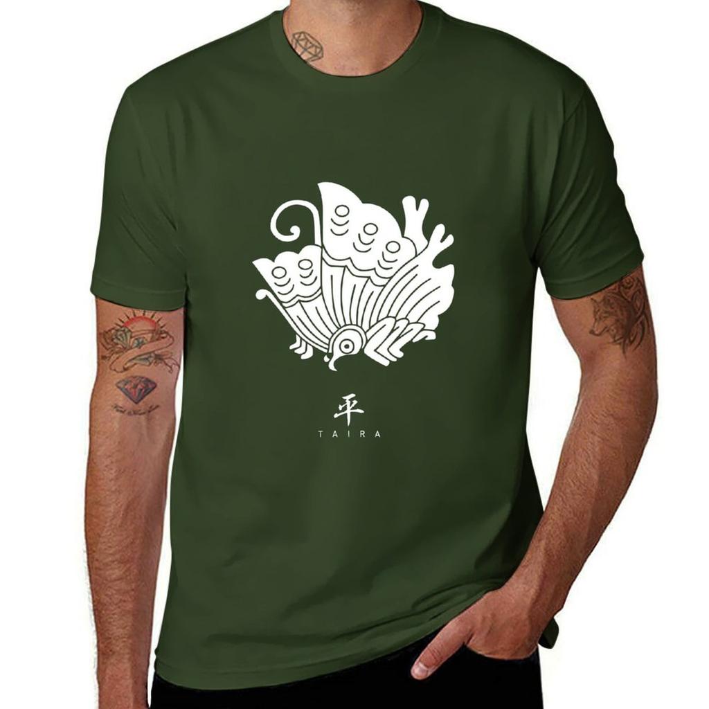 Taira Clan Family Crest Kamon  White Title Version Tshirt plus sizes summer clothes summer tops Mens tshirt