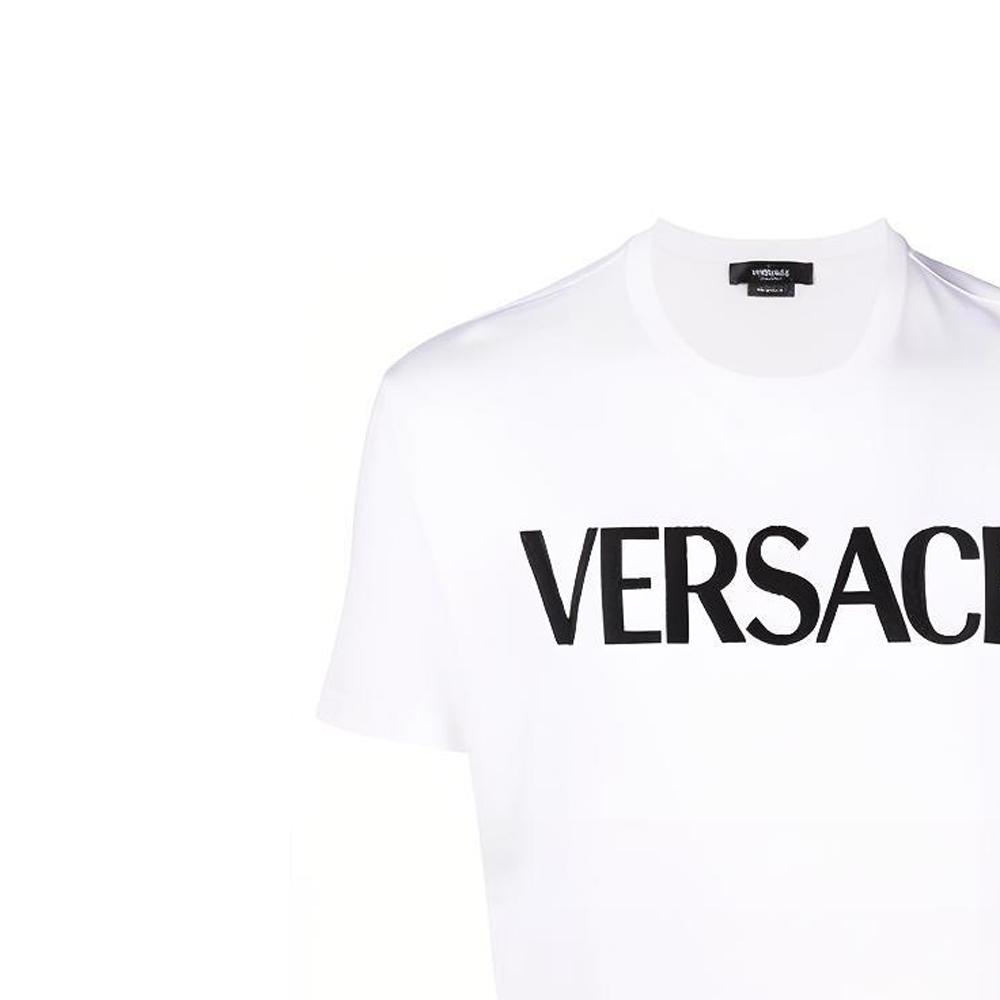 Versace T-Shirts Men's White Crew Neck Moderate Straight Fit 10012841A00918-1W000
