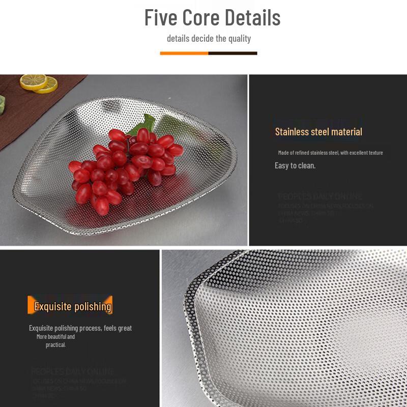 Pabei 43cm Stainless Steel Fine Mesh Colander (2-Pack)