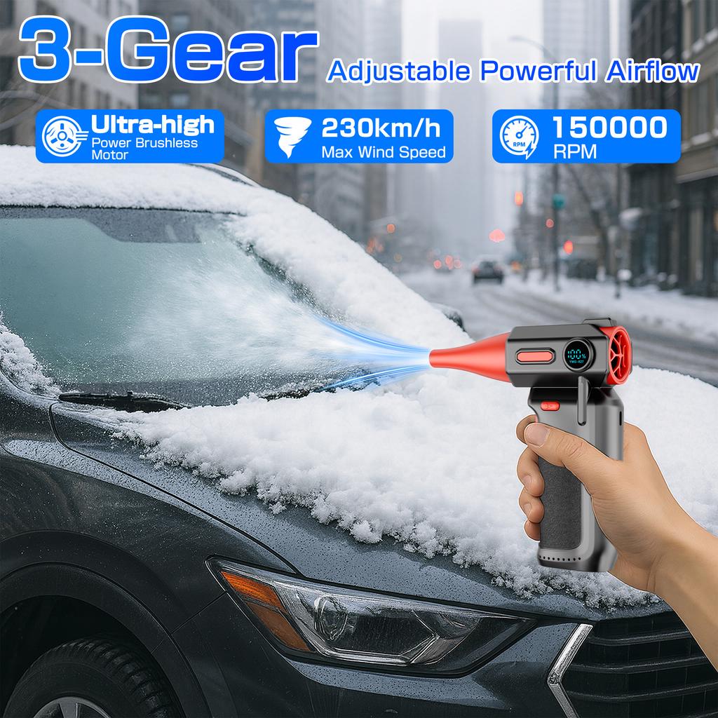 Powerful Air Blower HIGH-SPEED Brushless motor Rechargeable Cleaning Blower Tool Electric Air Duster 150000RPM Turbo Jet Fan 3 Speed Adjustable