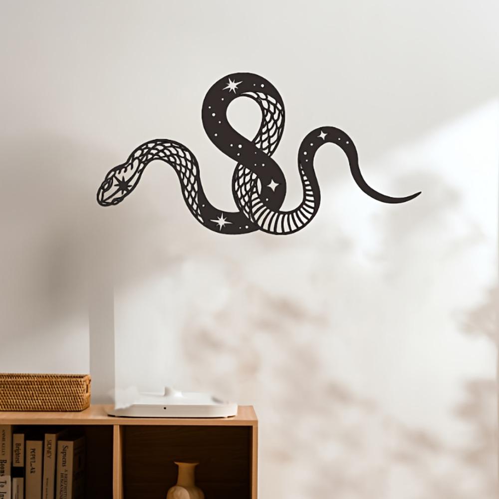 Black Gold Gothic Serpent Wall Decor, Snake Symbol Metal Art, Intricate Star Pattern Hanging Ornament for Dark Farmhouse Themed Party