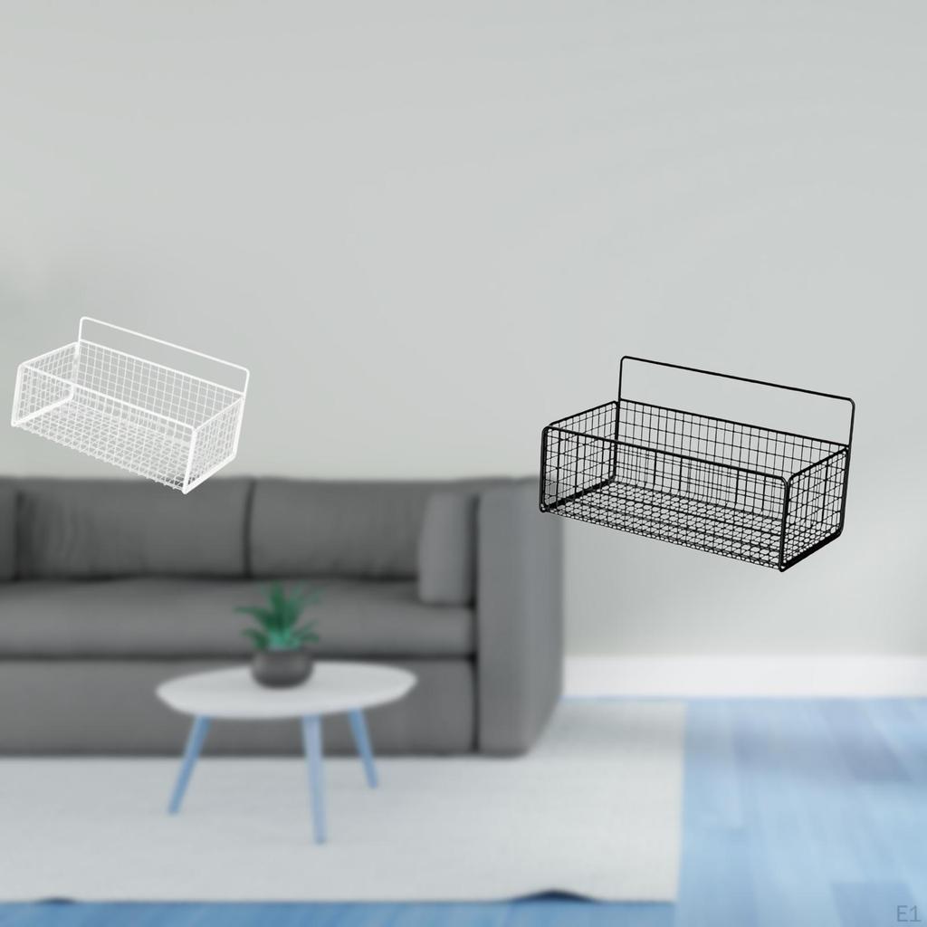 Elegant Floating Wire Baskets for Kitchen Bathroom And Living Room Storage Solutions with Metal Wall