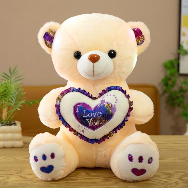 Cute Glowing Music Bear Plush Toy Valentine's Day Confession of Love Bear Doll Girl Birthday Gift