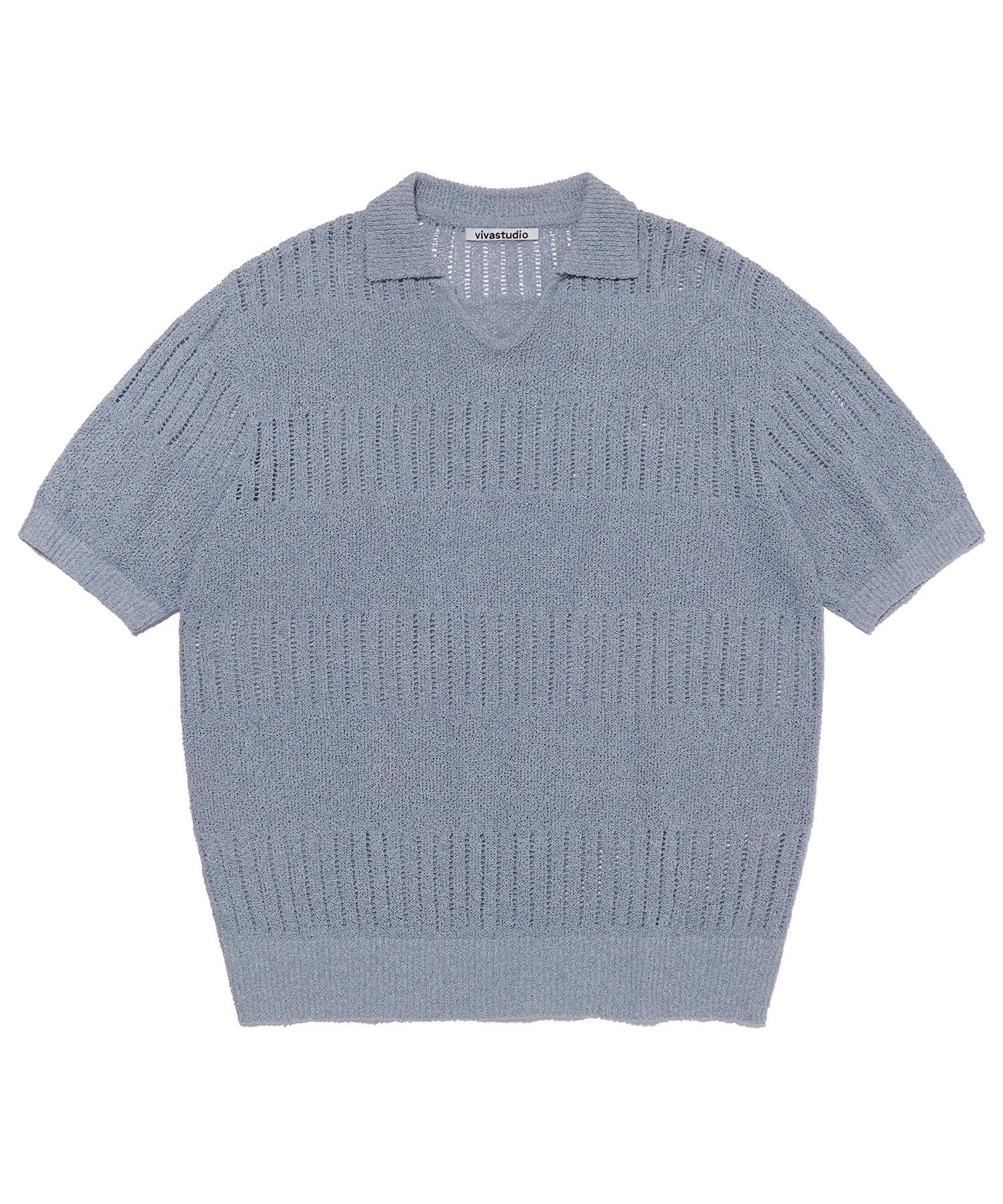 Viva Studio Collar Pannel Half Knit [Light Blue] S