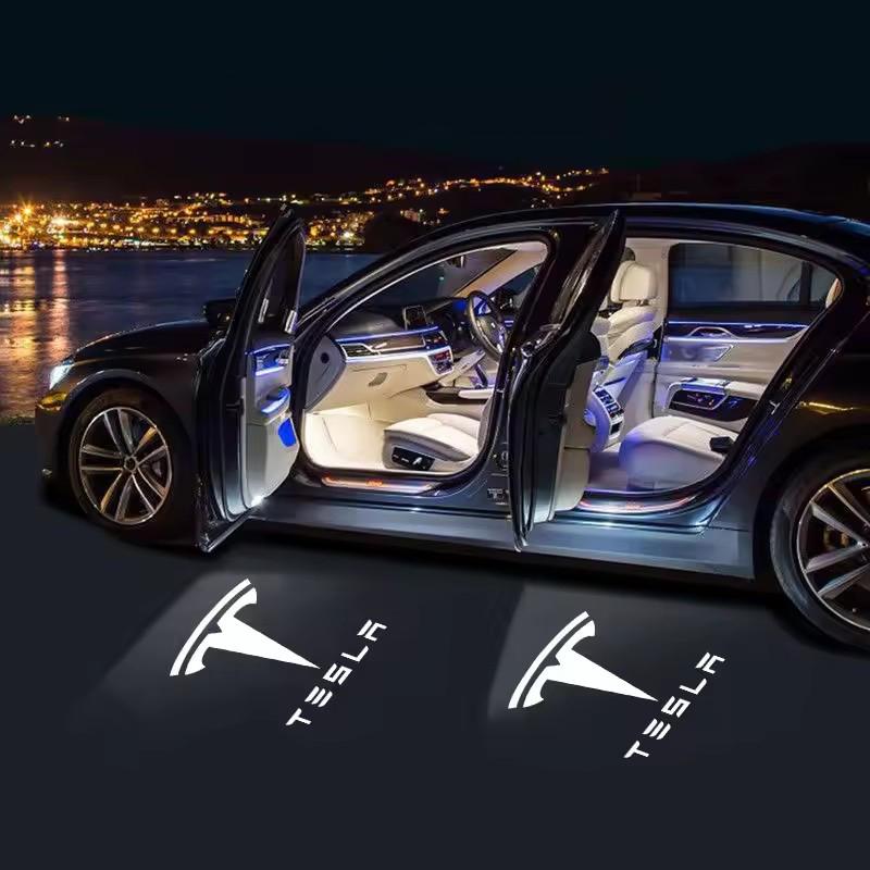 AAAIR1 Welcome Lights Door Light LED Modification Accessories Atmosphere Door Spotlight For Tesla Model 3/Y Model X S Cybertruck SpaceX