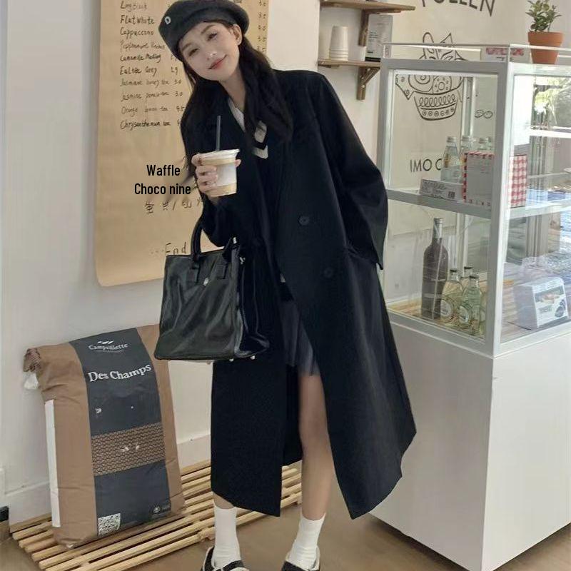 

Женский повседневный тренч-блейзер в корейском стиле - Осень 2022 L for ~115 jin чёрный