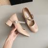 Fairy style thick heel plus 7 cm rhinestone word with shallow mouth Mary Jane round head lady temperament high heels