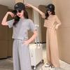 Summer Teenger Girls Clothing Sets Children Short Tops + Wide Leg Pants 2Pcs Outfits Kids Tracksuit 5 6 8 10 12 14 Year