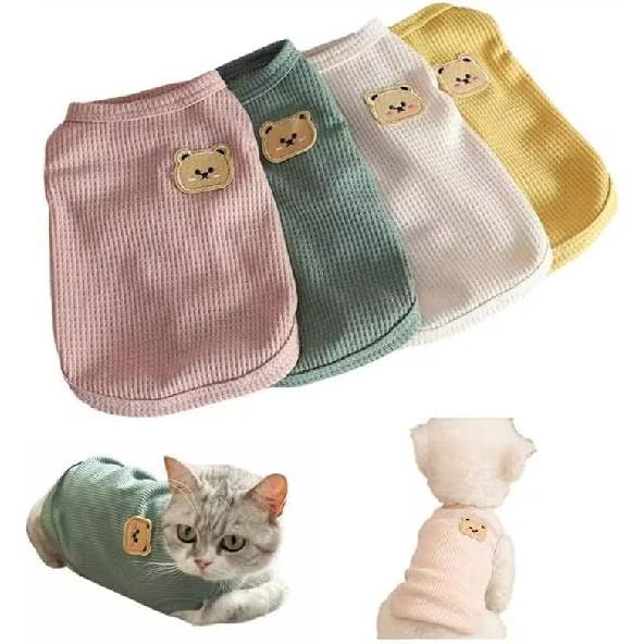 Generic 4 Pieces Dog Shirts with Breathable and Comfort Small Medium Dog pet Clothing Spring Dog Outfits for Small Puppy Cat Pets (Medium), Yellow