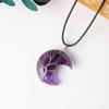 Natural Healing Energy Polished Crystal Moon Shape with Metal Pendant Pendant Ornament Feng Shui Gifts