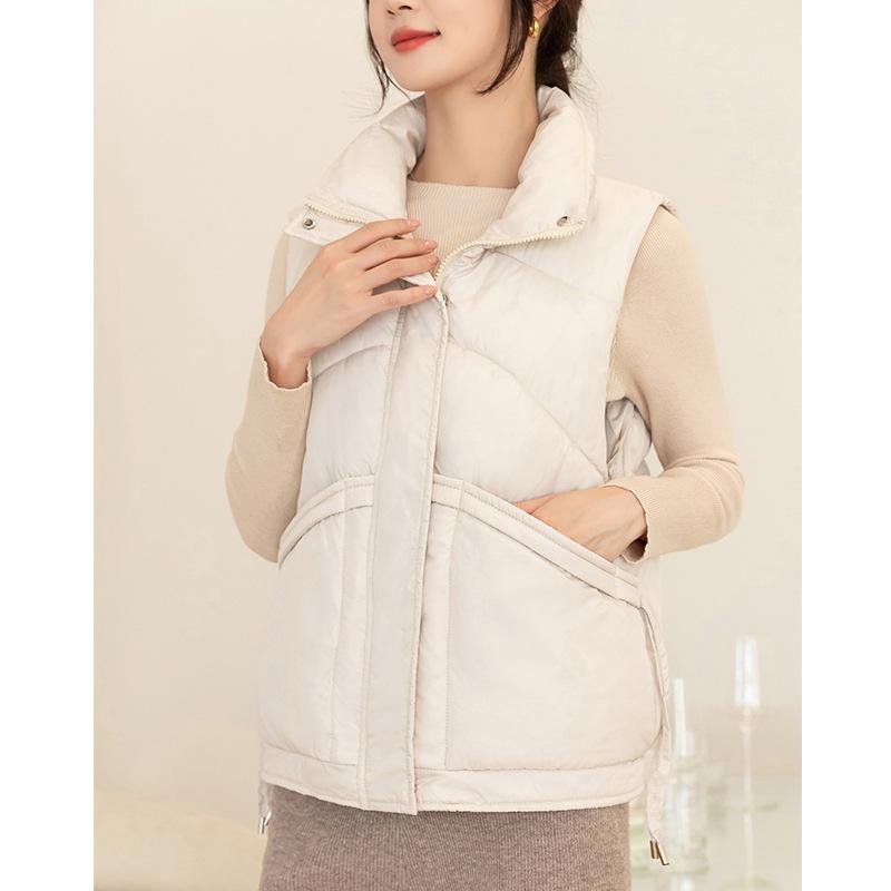 

Stand-up Collar Cotton-padded Jacket Vest Short Autumn and Winter New Loose Western-style Cotton-padded Jacket Vest Vest Vest. 3XL