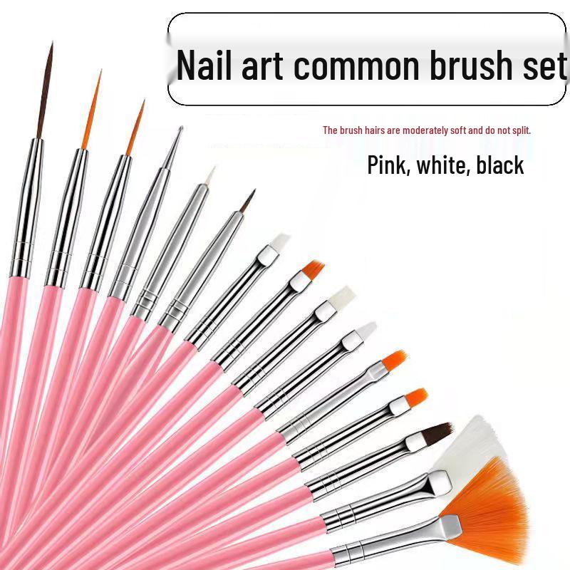 

15-Piece Nail Art Pen Set: Includes Painting, Ombre, Gradient, Gel Pens, and Brushes Black PVC Bag